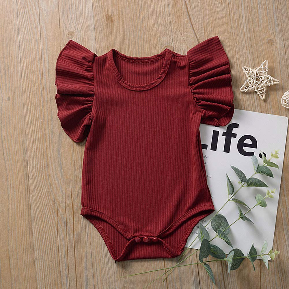 Adorable Unisex Baby Short Sleeve Ruffle Romper - Soft Cotton Bodysuit for Boys & Girls | Perfect for Summer & Spring Outfits, Photo Shoots & Playdates