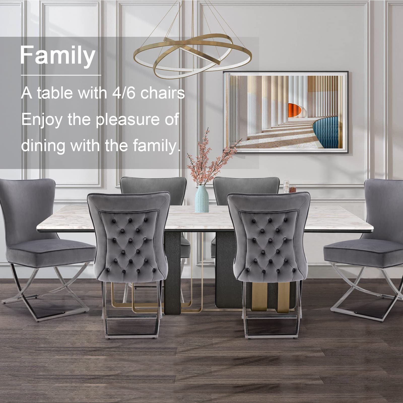 Upgraded Modern Luxury Dining Chairs Set of 2 - Premium Velvet Upholstered Accent Chairs with Stainless Steel Legs for Dining Room & Living Room - Dark Grey Home Decor - Perfect for Elegant Dinners & Cozy Lounging