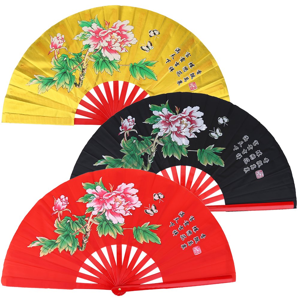 Tai Chi Fan - Handheld Silk Folding Fan for Martial Arts & Decoration | Right Hand Fan | Red | Perfect for Tai Chi Practice, Kung Fu Performances & Home Décor