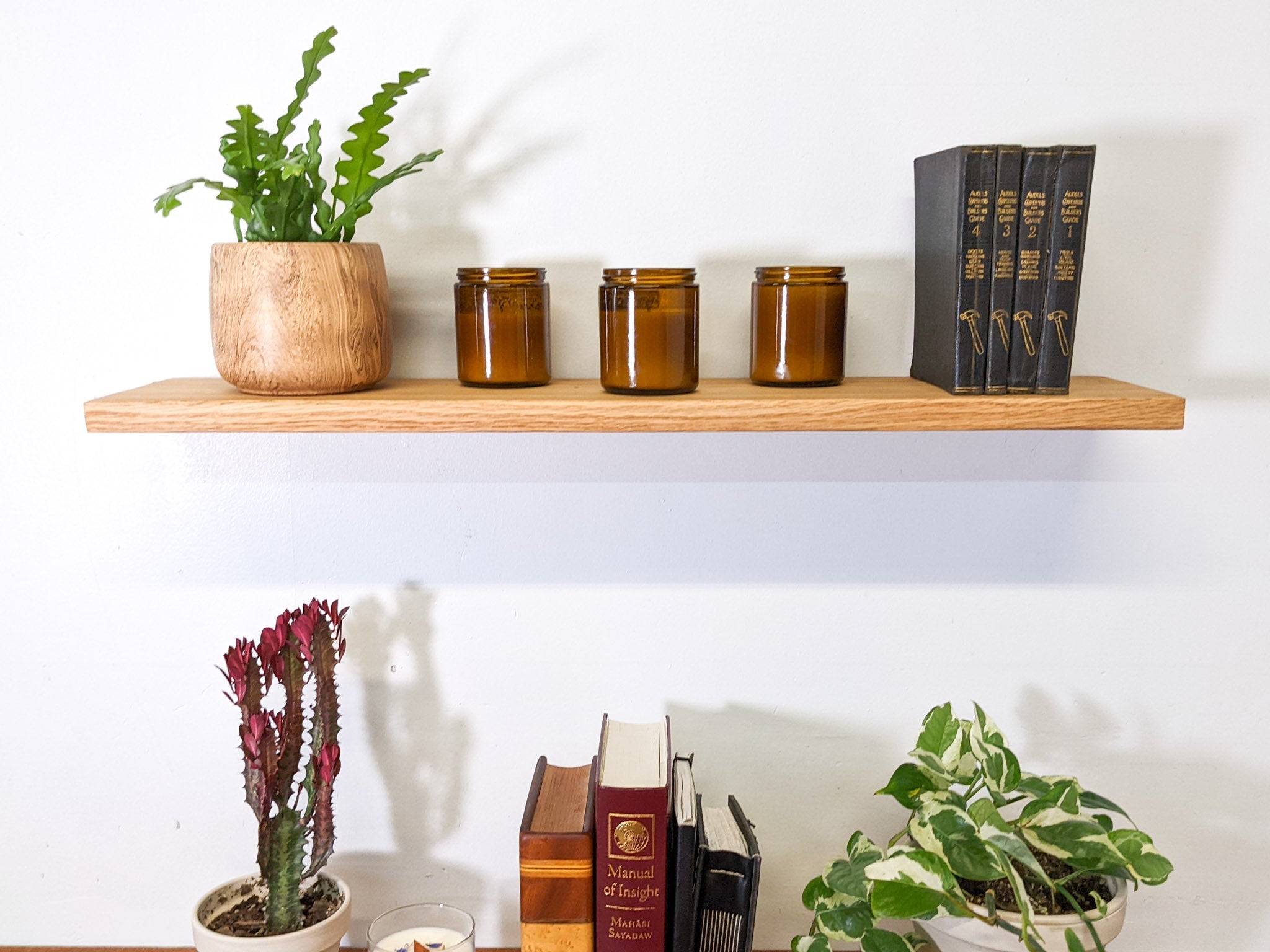 Premium Thin Mahogany Floating Shelves - 6 to 36 Inch Wall Mounted Display Shelves for Living Room, Bathroom & Home Decor
