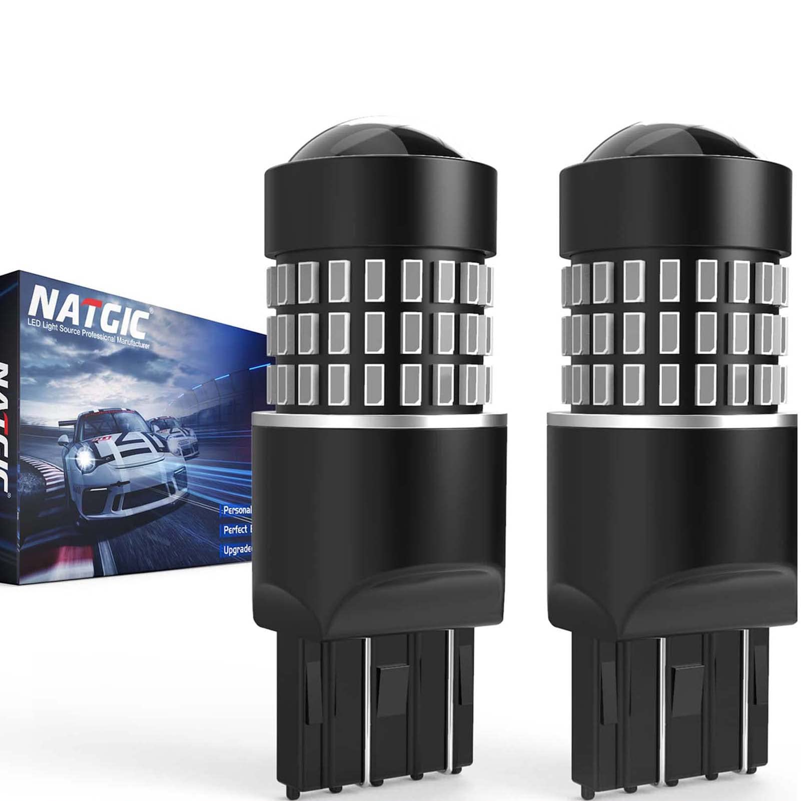 Bright Red 7443 7444NA 7440 7440NA LED Bulbs - 1800LM High Power 3014SMD 78-EX Chipsets with Lens Projector - Super Bright Backup Lights, Tail Lights, Brake Lights, Reverse Lights, Stop Parking Lights - 12-24V DC Compatible (Pack of 2) - Perfect for Cars, Trucks, SUVs, Motorcycles & Trailers