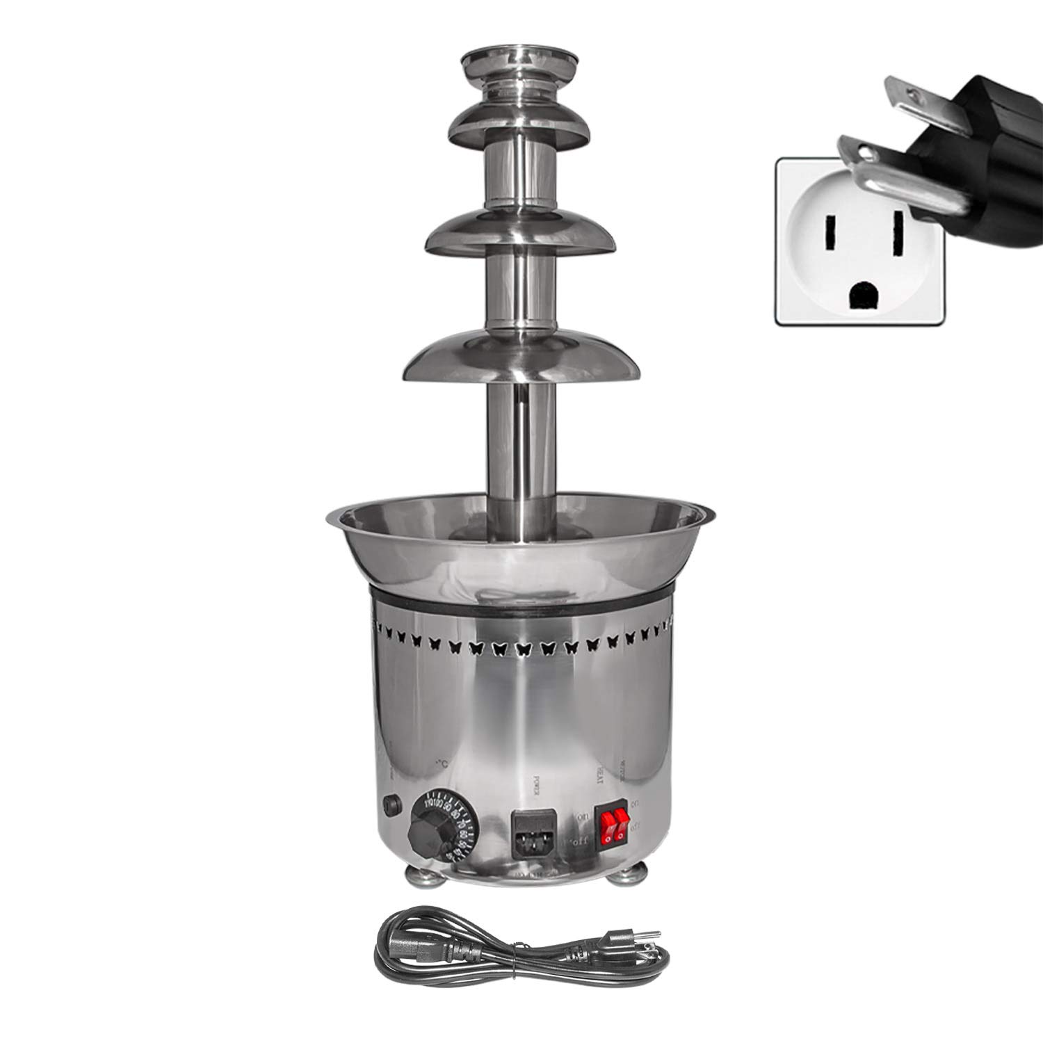 ALDKitchen 4-Tier Chocolate Fountain with Manual Control - Chocolate Waterfall & Fondue Fountain for Parties, Weddings, and Events
