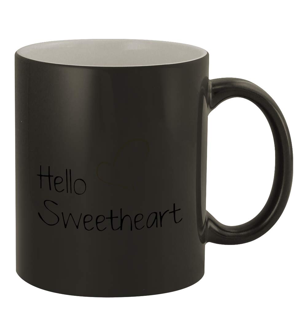 Magic Color Changing Coffee Mug - 11oz Ceramic Cup with 'Hello Sweetheart' Funny Humor Design | Heat Sensitive Novelty Gift for Office, Home & Coffee Lovers