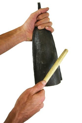 African Alo Bell with Stick - Handcrafted Iron Cow Bell - Large & Low Tone - Perfect for Livestock, Farm Animals, and Decorative Use