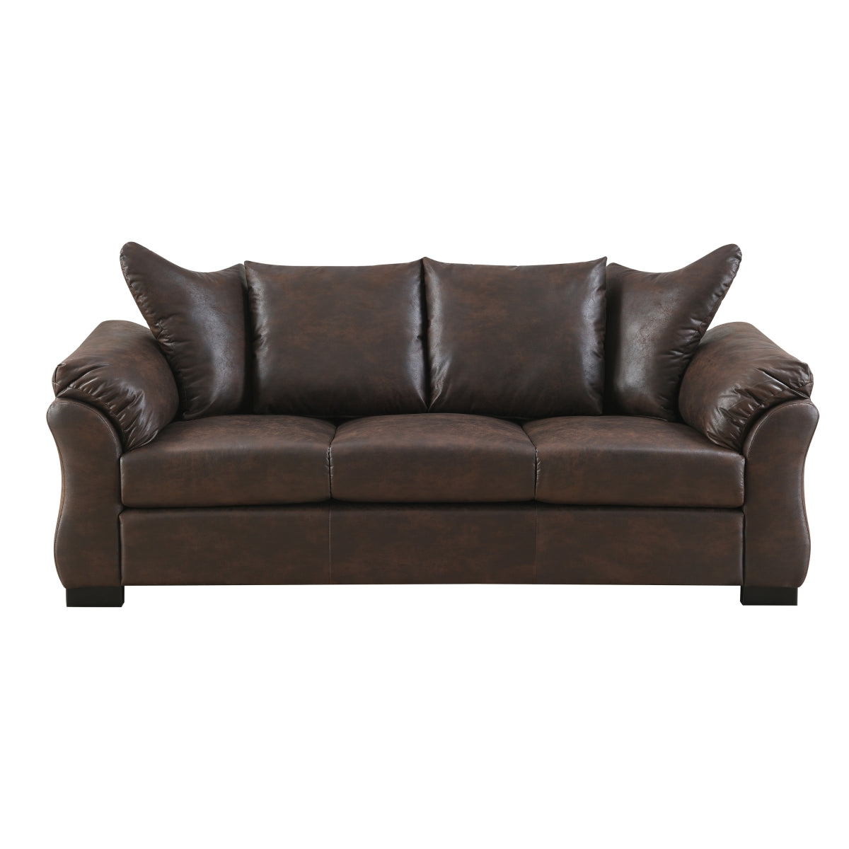 Brown Polished Microfiber Sofa with Removable Cushions - Transitional Modern Design Living Room Furniture for Small Spaces & Apartments