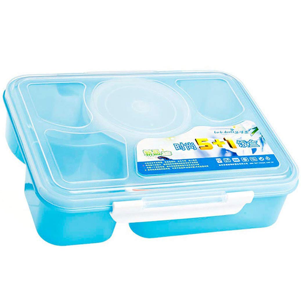 Leakproof 5-Compartment Bento Lunch Box | Family Travel & On-The-Go Meal Storage Container | Ideal for Work, School & Picnics | Blue