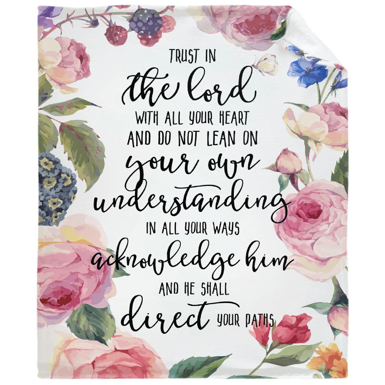 Trust in The Lord Bible Verse Blanket - Oversized 120x90 Inch Microplush Fleece Throw for All Seasons | Warm, Lightweight & Cozy for Couch, Bed, Sofa | Perfect for Prayer, Meditation & Relaxation at Home