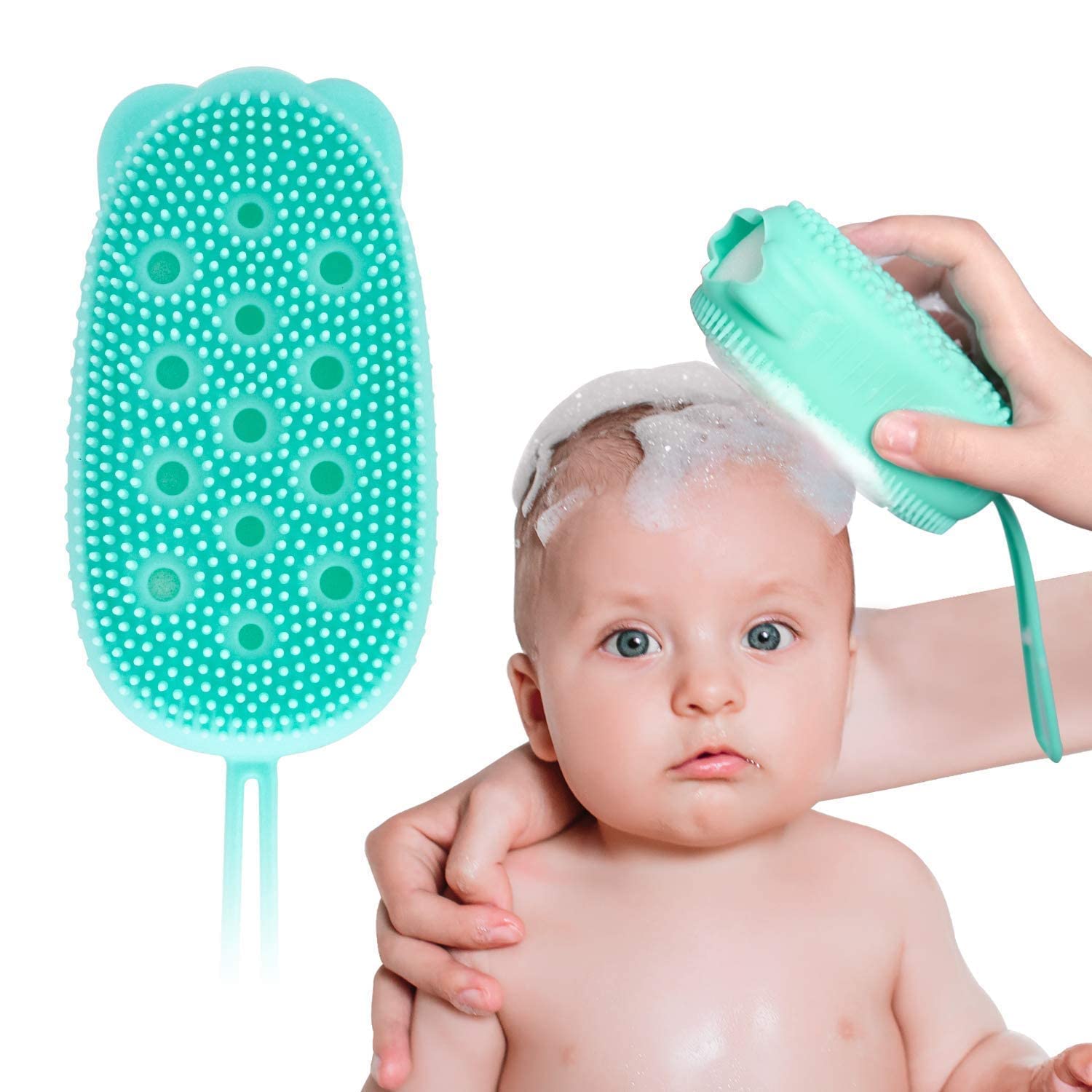 Soft Silicone Bath Brush for Kids - Double Sided Shower Sponge & Massage Scrub Gloves - Baby Bath Essentials for Gentle Cleaning & Skin Care