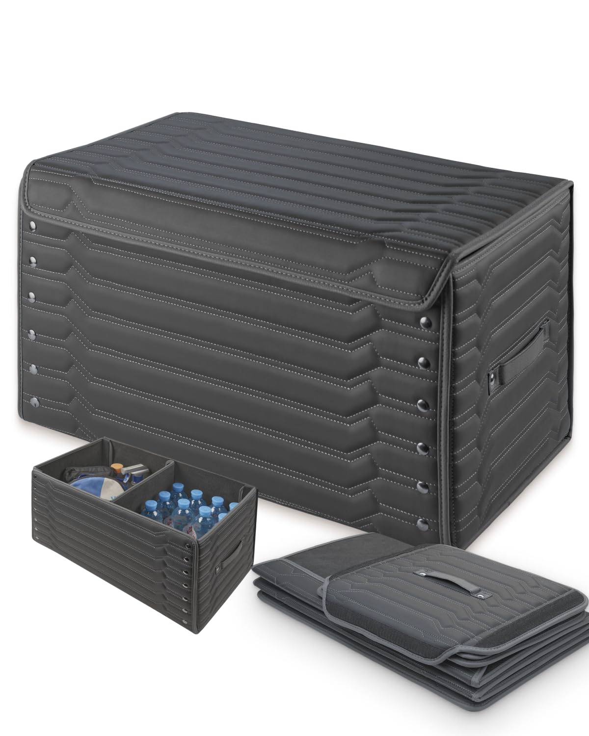 Premium Foldable Trunk Organizer for SUVs & Cars - 21.6 Inch Black Storage Box with Modern Design | Perfect for Road Trips, Grocery Shopping & Vehicle Organization