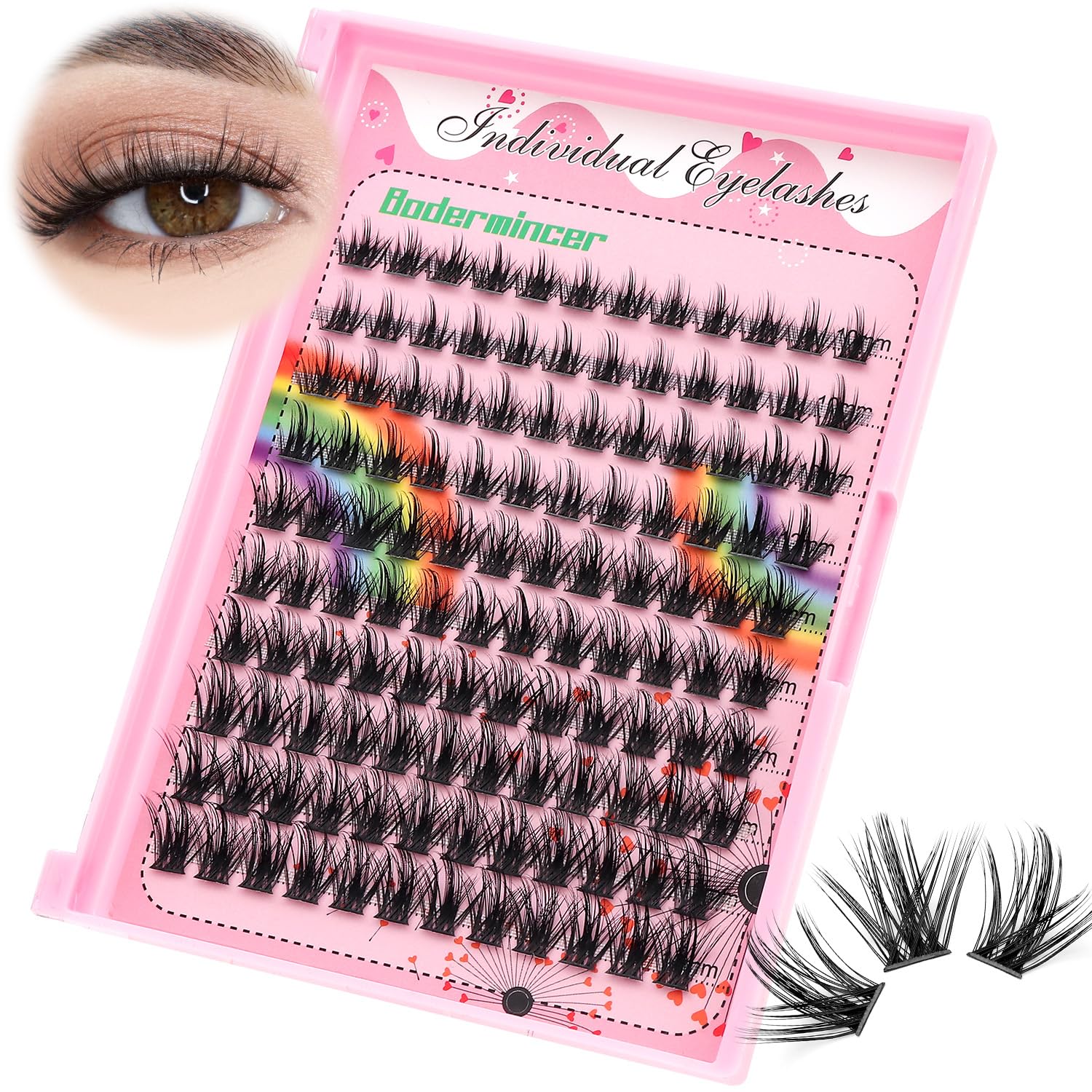 Premium Eyelash Extension Kit - 8-20mm Mixed Lengths (10+12mm, 12+14mm, 14+16mm, 16+18mm) Wispy Lash Clusters for Natural Volume - Perfect for Salon Professionals & DIY Lash Extensions at Home