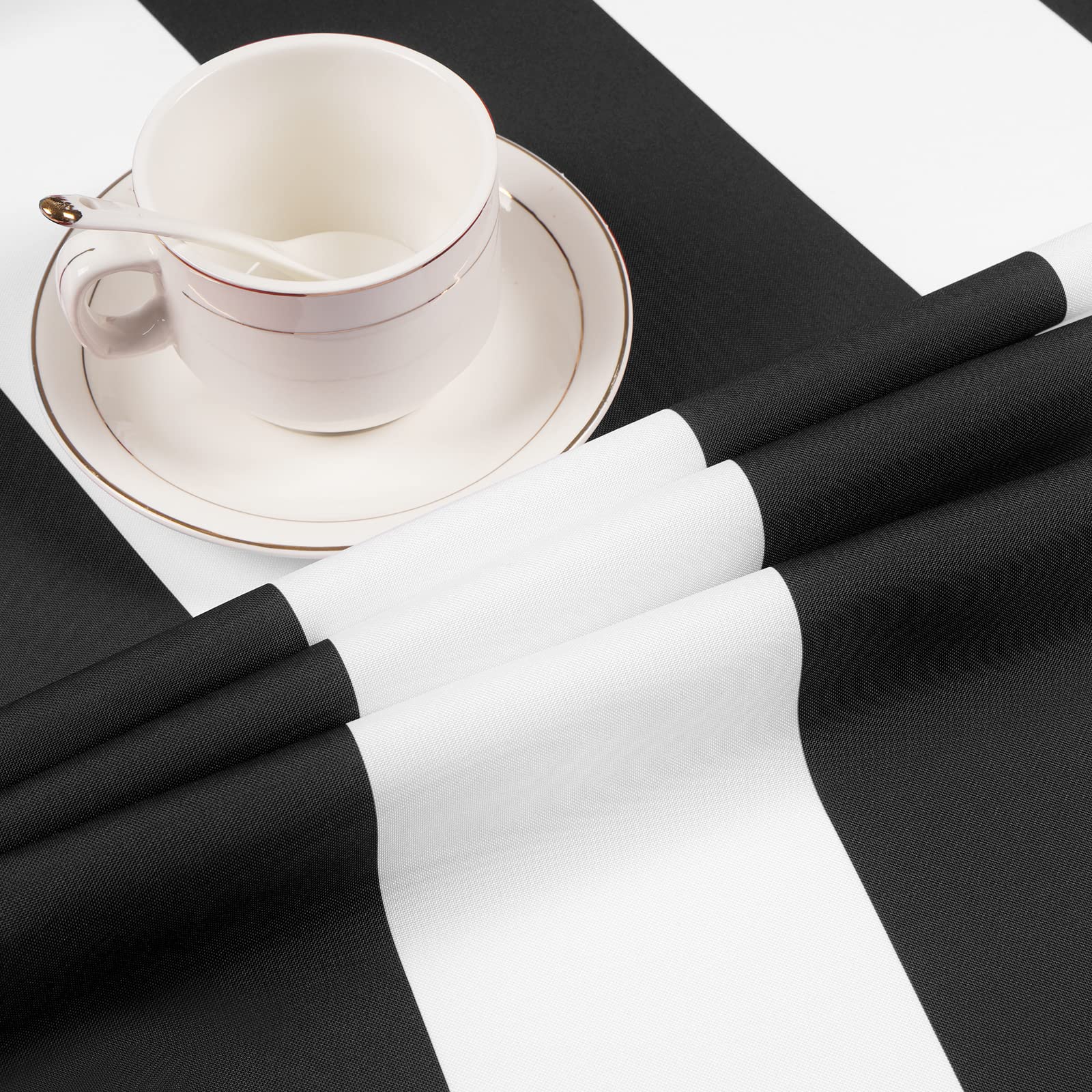 ASPMIZ Black and White Striped Tablecloth - Waterproof Polyester Rectangle Table Cover 55” x 55” for Kitchen & Dining Room - Perfect for Parties, Picnics, and Everyday Use