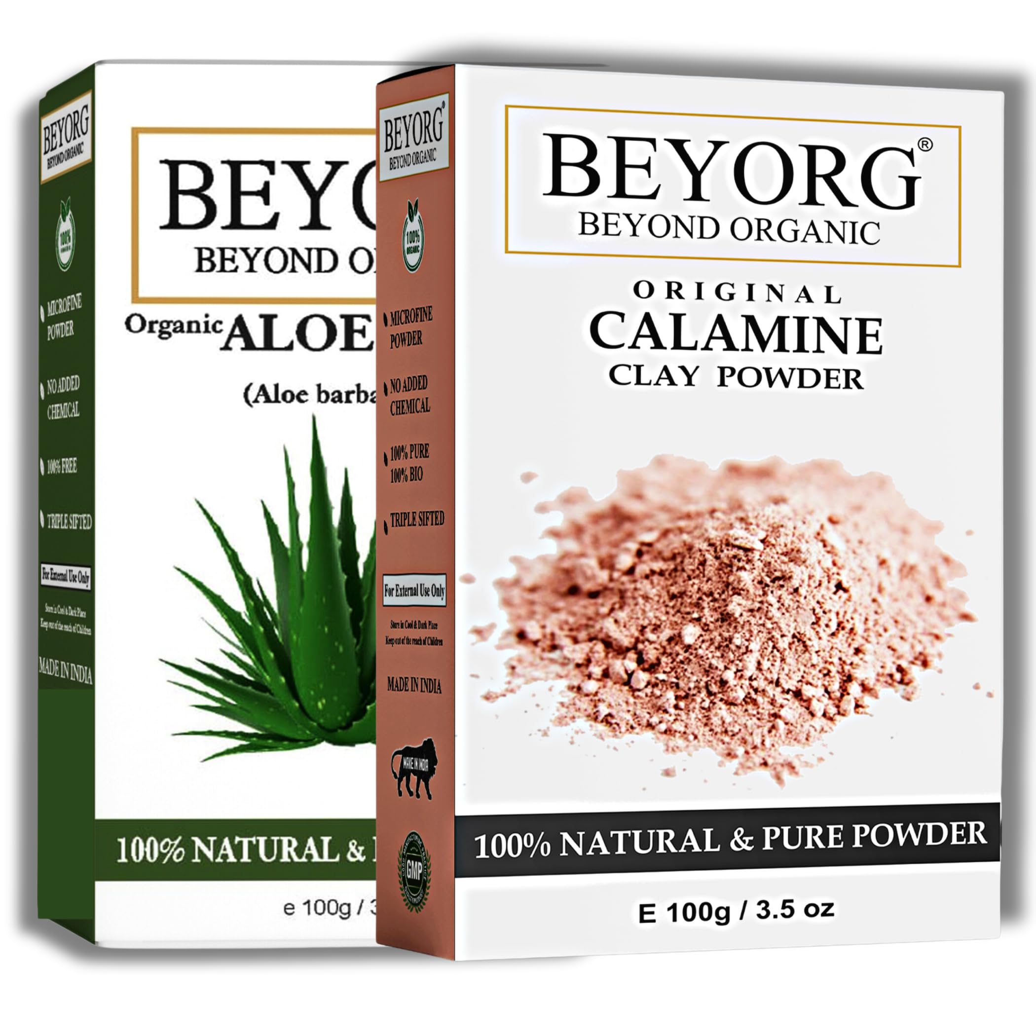 Organic Aloe Vera Powder & Calamine Clay Powder for Acne Treatment, Anti-Aging, Blackhead Removal & Deep Pore Cleansing - Natural Skincare for Clear, Youthful Skin | Perfect for DIY Face Masks, Spot Treatments & Daily Skincare Routine