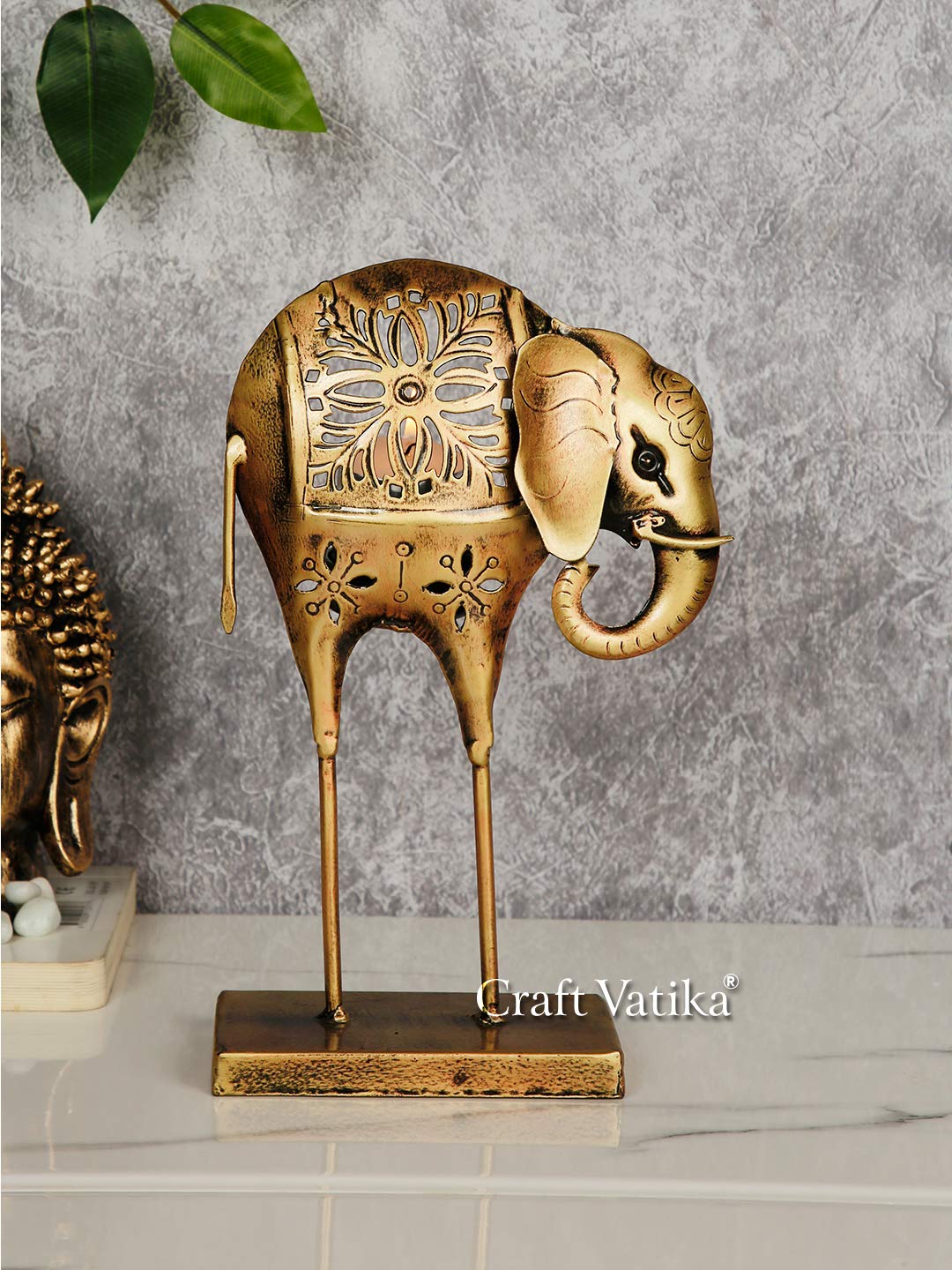 Elegant Metal Elephant Tea Light Candle Holder - Handcrafted Home Decor for Living Room, Office Desk, or Wedding Centerpiece (Set of 1) - Perfect for Romantic Ambiance, Meditation Spaces & Gift Giving
