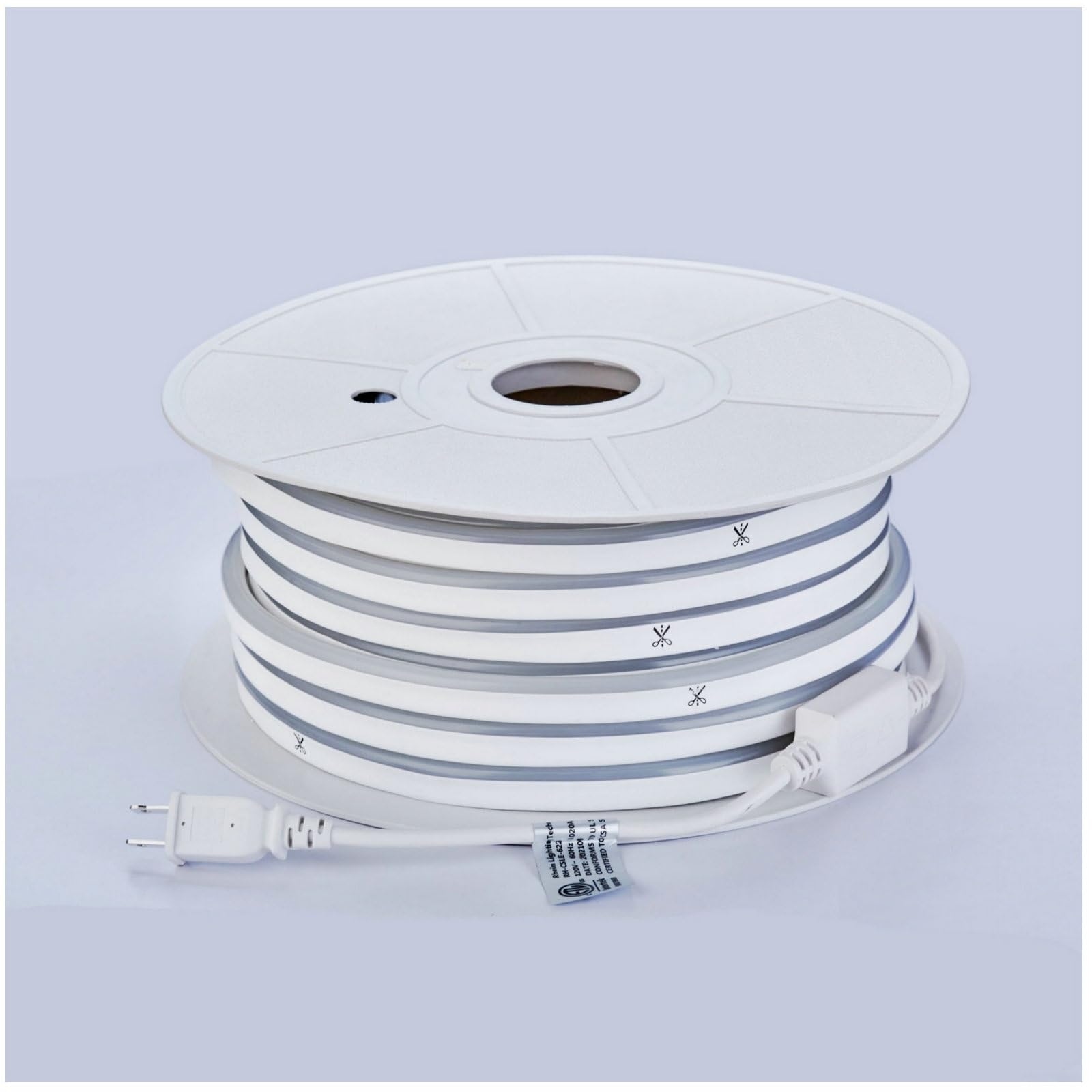 50FT White LED Neon Rope Lights - Waterproof Flexible AC 110V/120V Neon Strip Lighting for Indoor & Outdoor Use - ETL & FCC Certified - Perfect for Home Decor, Commercial Signs, Bars, and Party Lighting