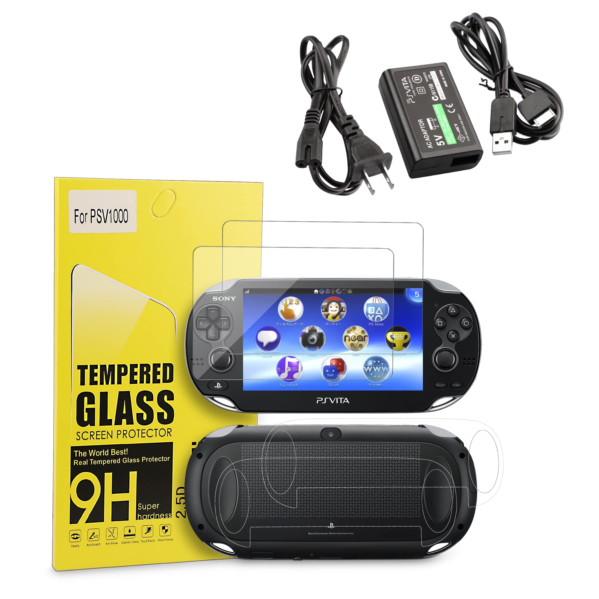 PS Vita 1000 Charger Bundle - 1 Pack Fast Charger & 4 Pack HD Screen Protectors for Sony PlayStation Vita 1000 - Perfect for Gaming On-The-Go & Travel Protection