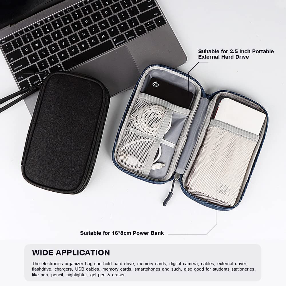 Shockproof Electronics Organizer Bag - Travel Cable & Charger Storage Pouch for Earphones, Power Bank, USB Drives, SD Cards (Black) | Perfect for Business Trips, Daily Commute & Home Organization