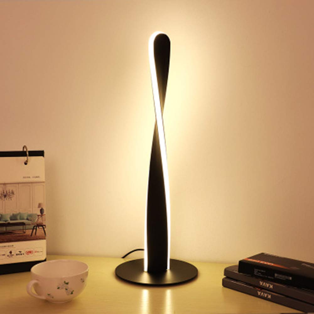 JminJC Creative LED Table Lamp - Modern Simple Personality Night Light with Stepless Dimming & Eye Protection, Remote Control (Black/White) for Bedroom, Living Room, Study, Office & Reading Nook