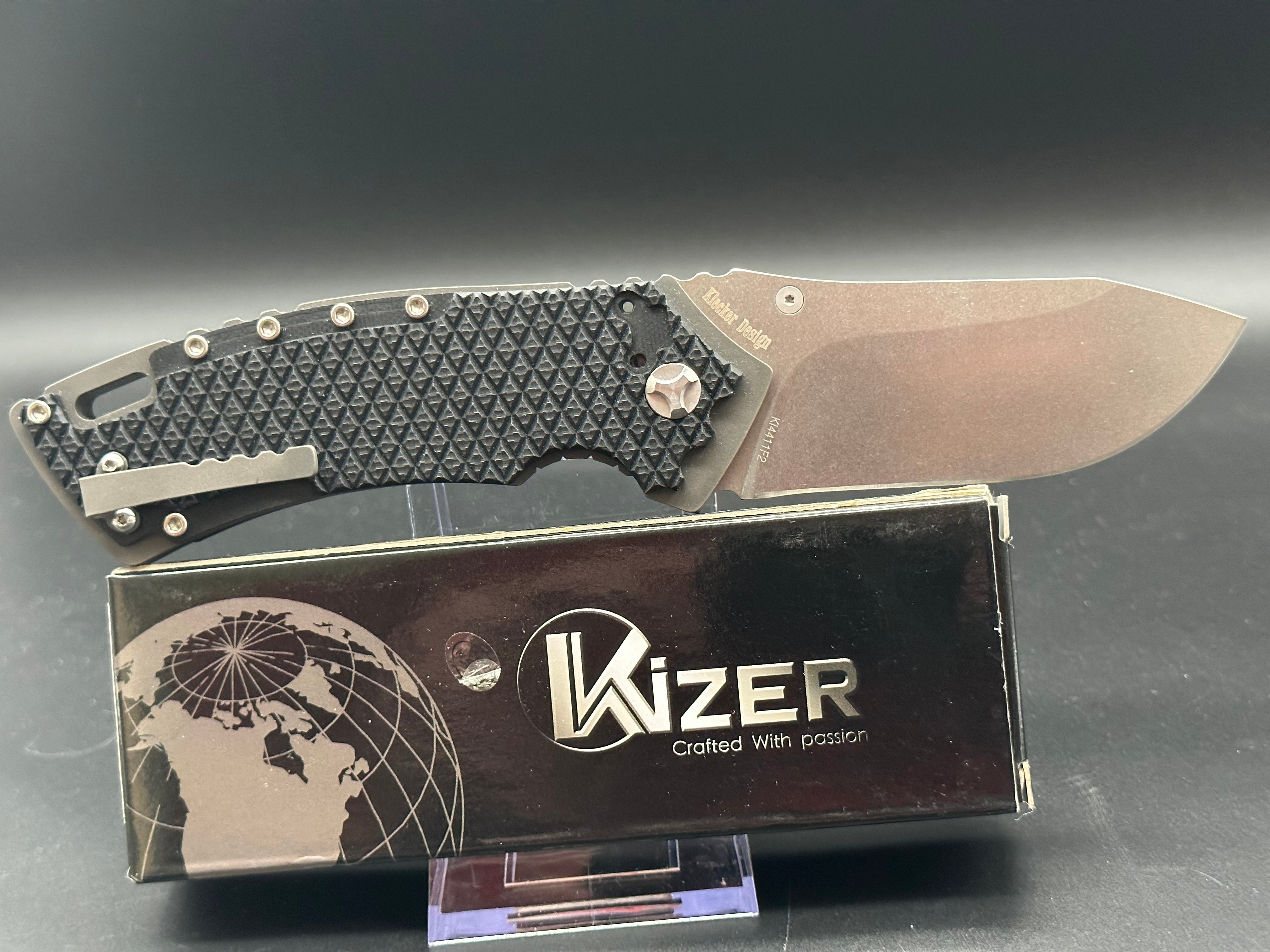 Kizer Ki4411F2 Folding Pocket Knife - Black G10 Handle & S35VN Steel Blade - EDC, Camping, Hiking, Survival Gear