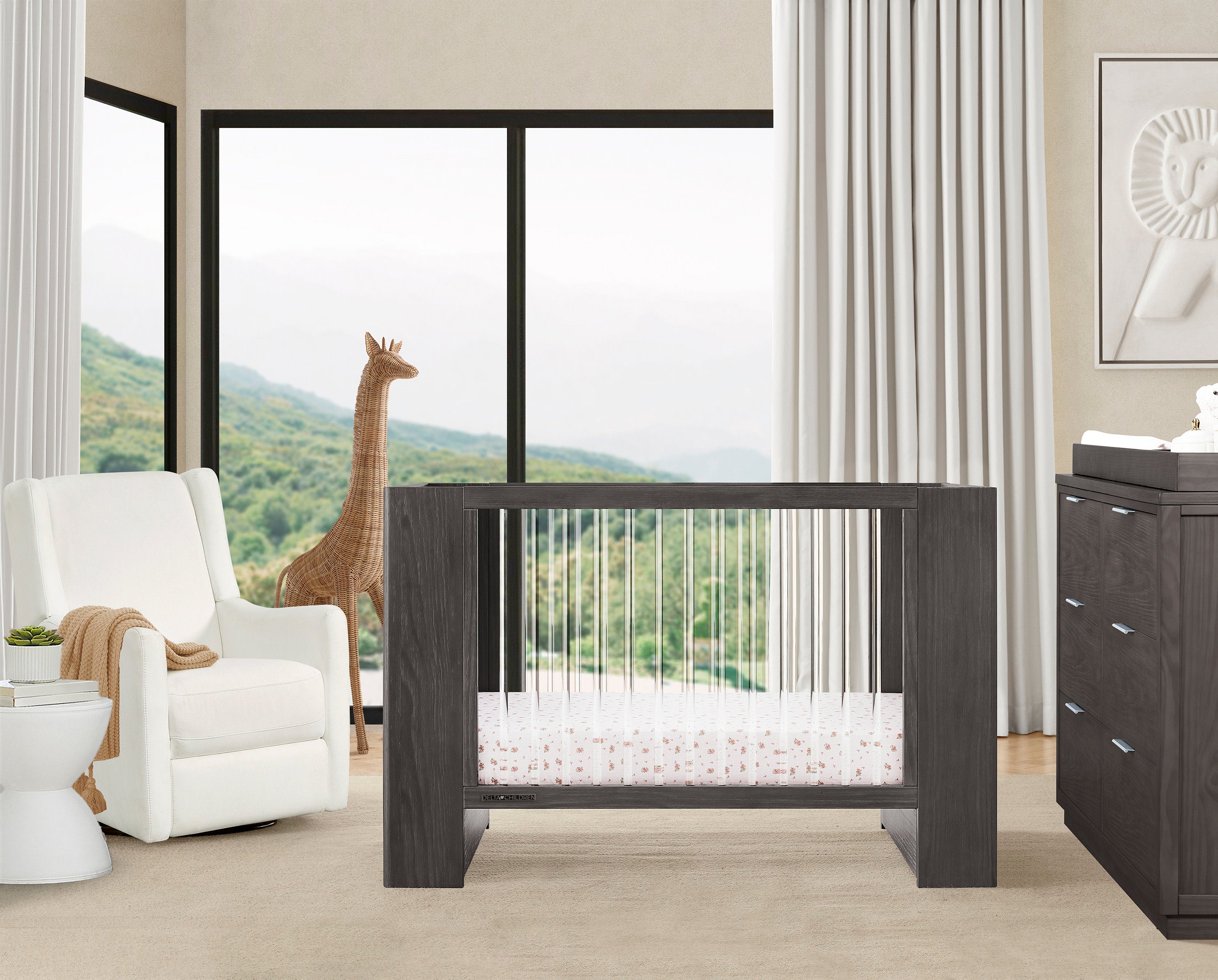 Aerin 4-in-1 Convertible Baby Crib - Toddler Bed, Daybed & Full-Size Bed | Safe & Stylish Nursery Furniture for Newborns to Teens | Perfect for Baby Rooms, Daycare Centers & Guest Bedrooms