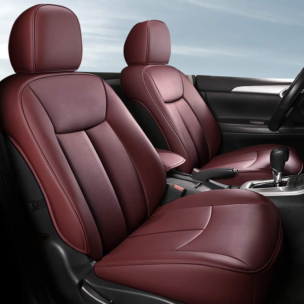 Premium PU Leather Car Seat Cover for Nissan New Sylphy (2012-2019) - Waterproof, Durable & Odorless - 3 Color Options (Wine Red) - Universal Fit All Seasons - Perfect for Daily Commute & Road Trips