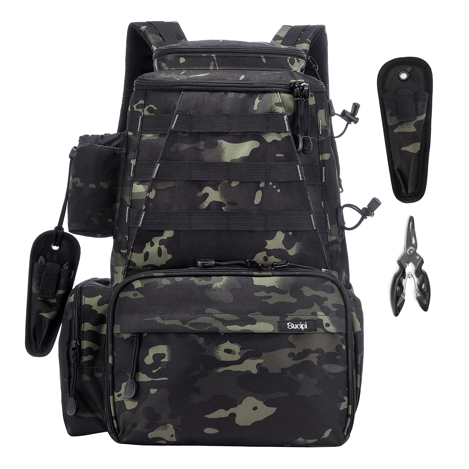 **Waterproof Fishing Tackle Backpack with Rod Holder - Large Outdoor Fishing Gear Bag for Trout, Bass & Saltwater Fishing - Ideal for Camping, Hiking & Travel**