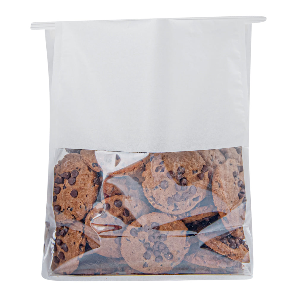Premium White Cotton Paper Tin Tie Bags with Clear Window - 8.75
