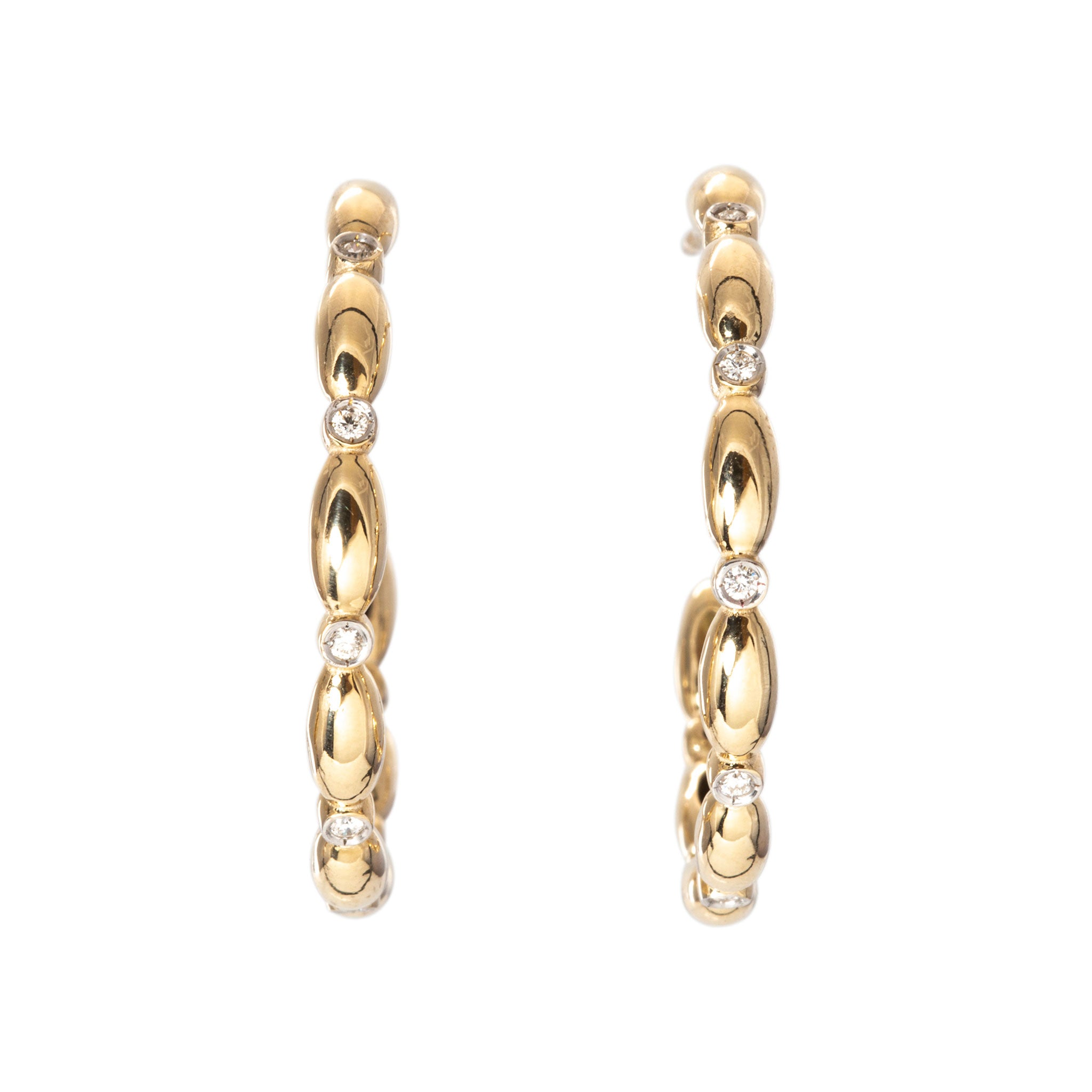 Mary Diamond Polished Oval Bead Hoop Earrings for Women - Elegant Dangle Earrings for Party, Wedding & Everyday Wear