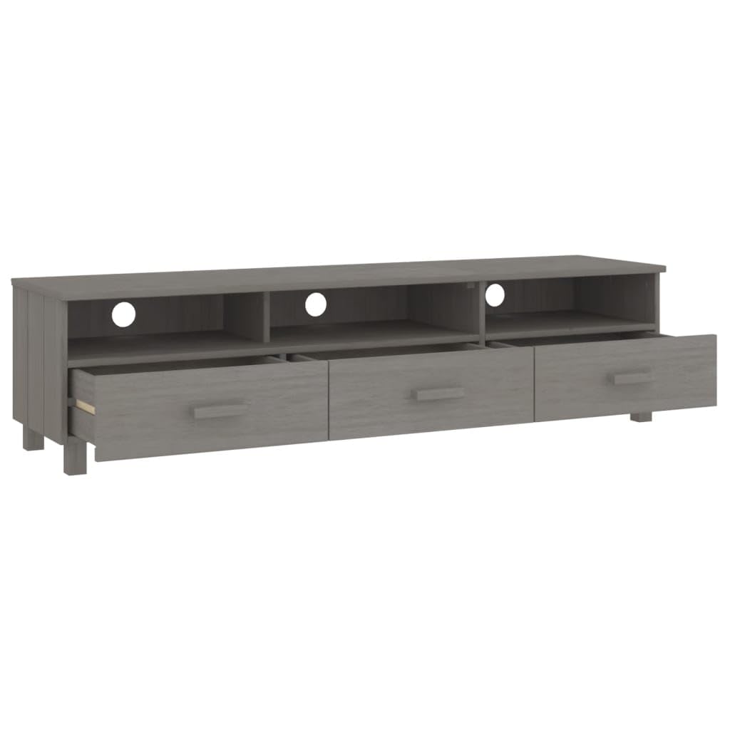 vidaXL Light Gray Solid Wood Pine TV Stand with Storage - Entertainment Center Media Cabinet for Living Room, Bedroom, Home Theater | Modern Sideboard & Cupboard Organizer