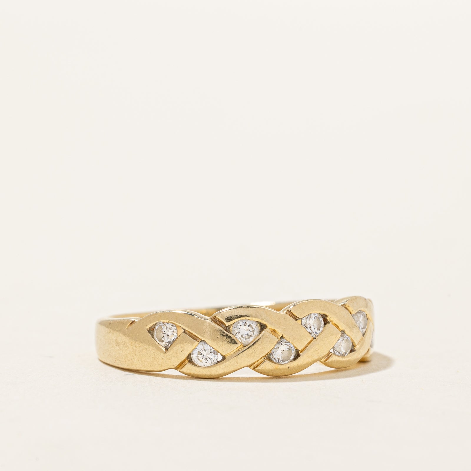 Birks' Braided Diamond Ring | 0.20ctw Diamond Wedding Band | Size 7.25 | 14K White Gold | Elegant Stackable Ring for Women | Perfect for Anniversary, Engagement & Everyday Wear
