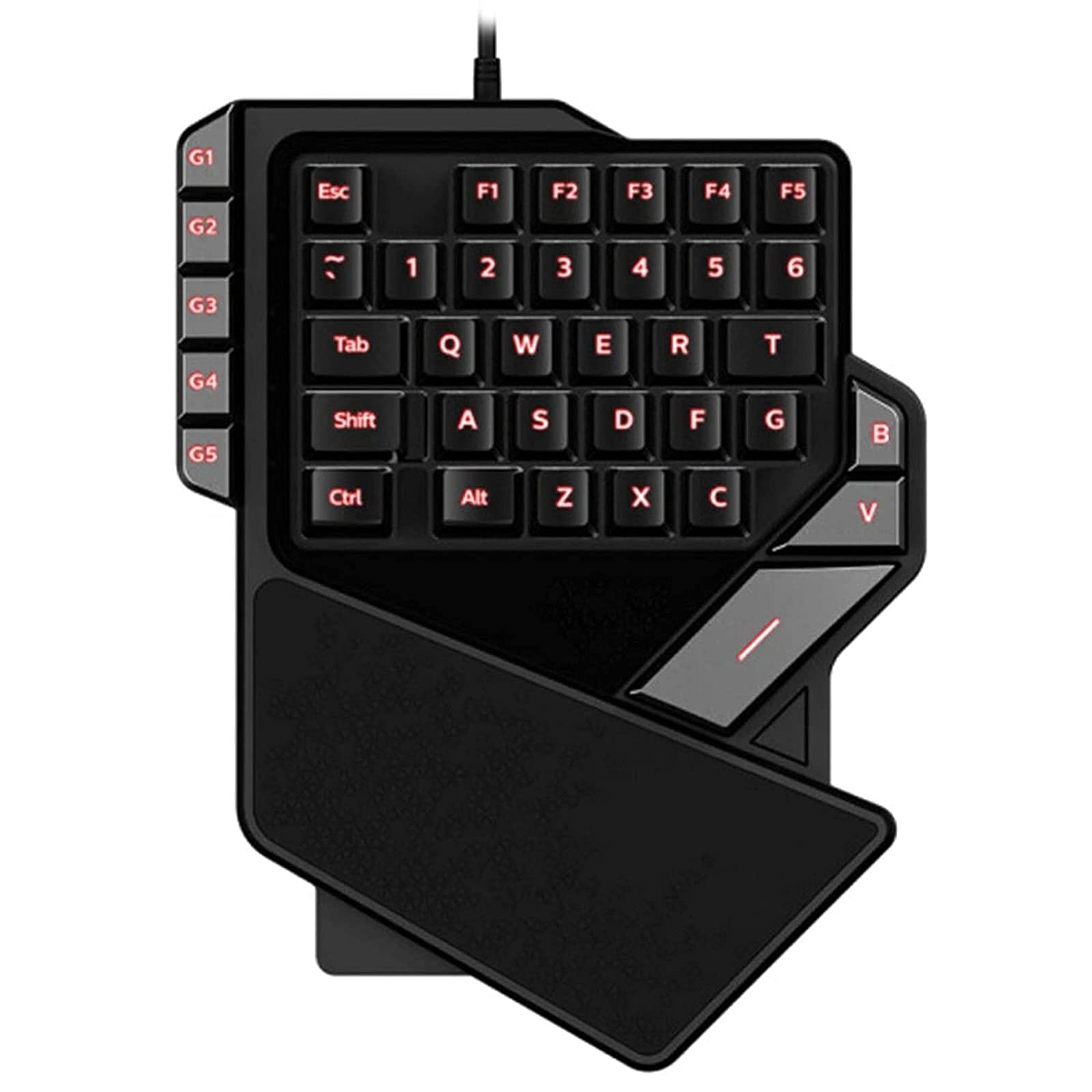CGNY One-Handed RGB Backlit Gaming Keyboard - 38 Key Portable Mini Keypad, Ergonomic Game Controller for PC Gamers | Perfect for FPS, MMO & Esports Gaming
