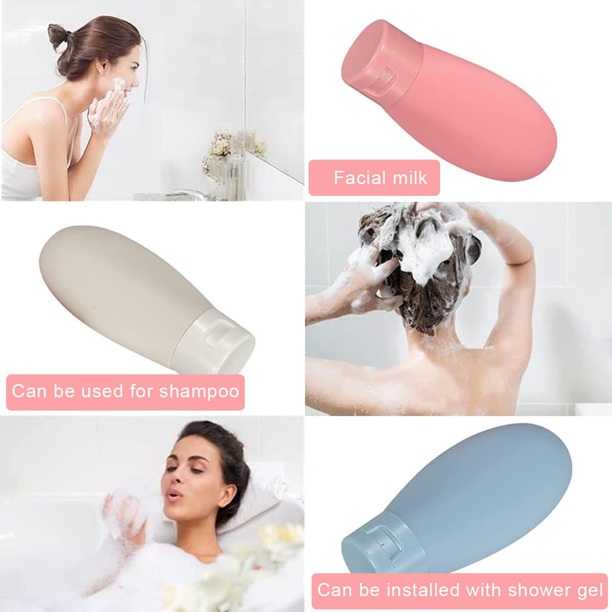 3pcs MAYCREATE® 60ml Leak Proof Travel Bottles for Toiletries - Refillable Squeeze Bottles with Lids for Shampoo, Lotion & Cosmetics | Perfect for Air Travel, Gym & Vacation Essentials