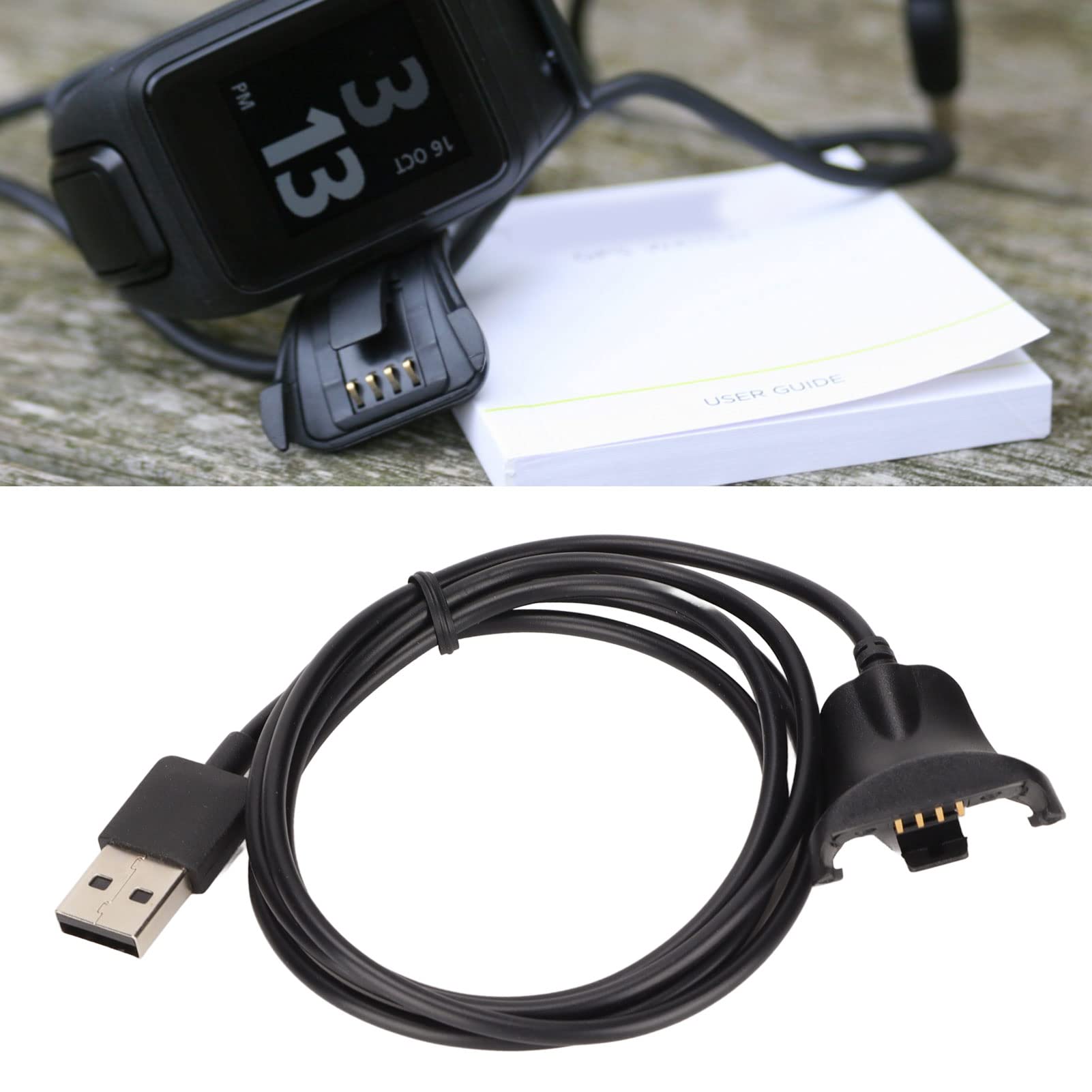 Hilitand 1m PVC Charging Cable - Compatible with Tomtom Runner 2/3, Watch Charger Cord Adapter & Dock | Fast Data Sync & Power Charging for Running Watches | Perfect for Gym, Jogging & Outdoor Activities