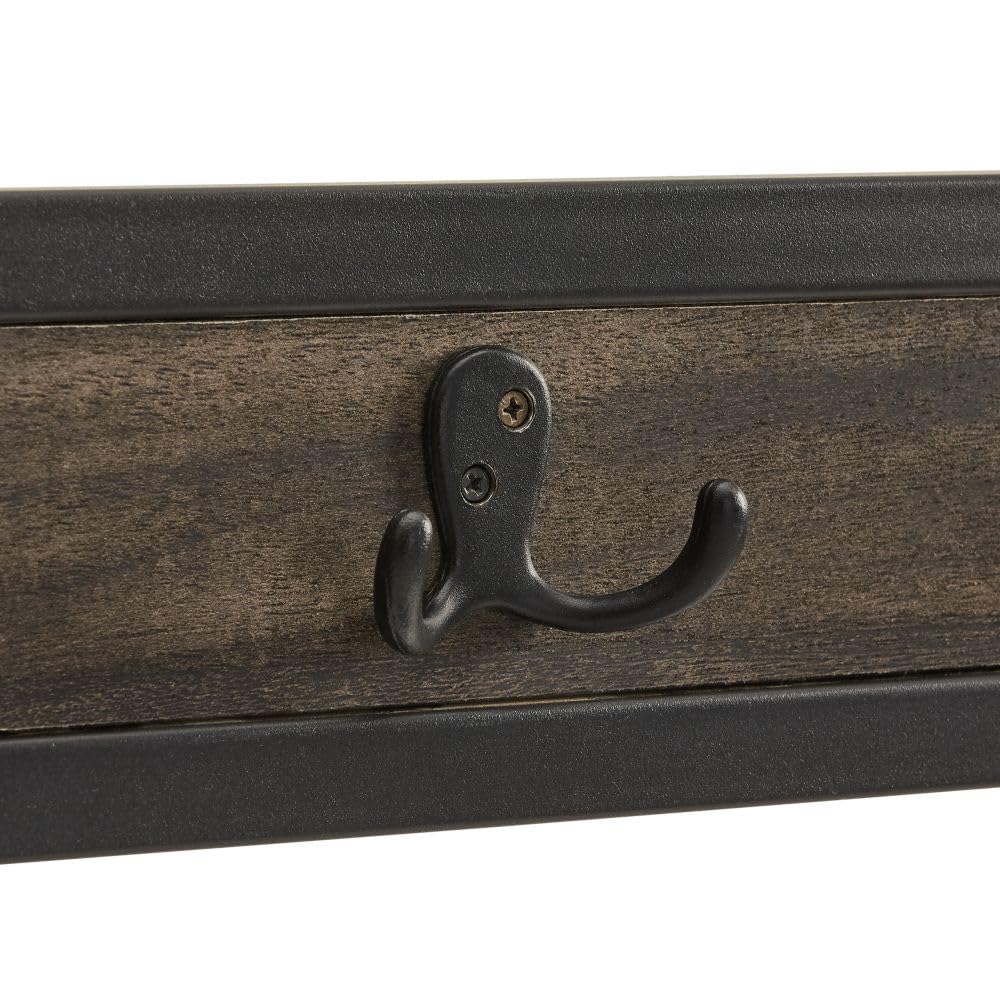 Crosley Jacobsen Hall Tree with Storage Bench, Shoe Shelf & Coat Hooks - Brown Ash Entryway Organizer for Coats, Shoes & Home Decor