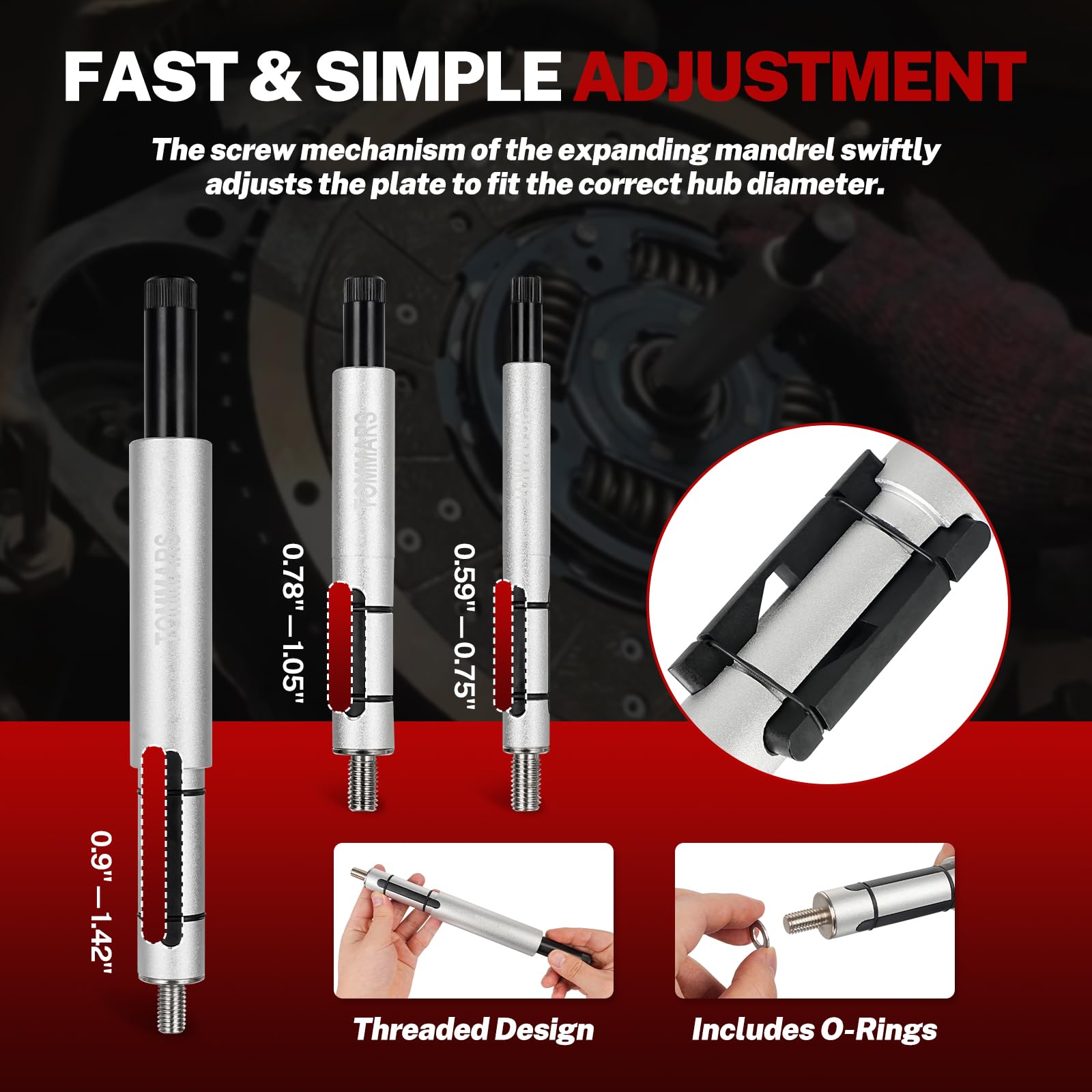 TOMMARS 11-Piece Universal Clutch Alignment Tool Kit - Flywheel Pilot Hole & Clutch Disk Centering Tool Set (White) - Perfect for Car Repair, Transmission Service & DIY Automotive Maintenance