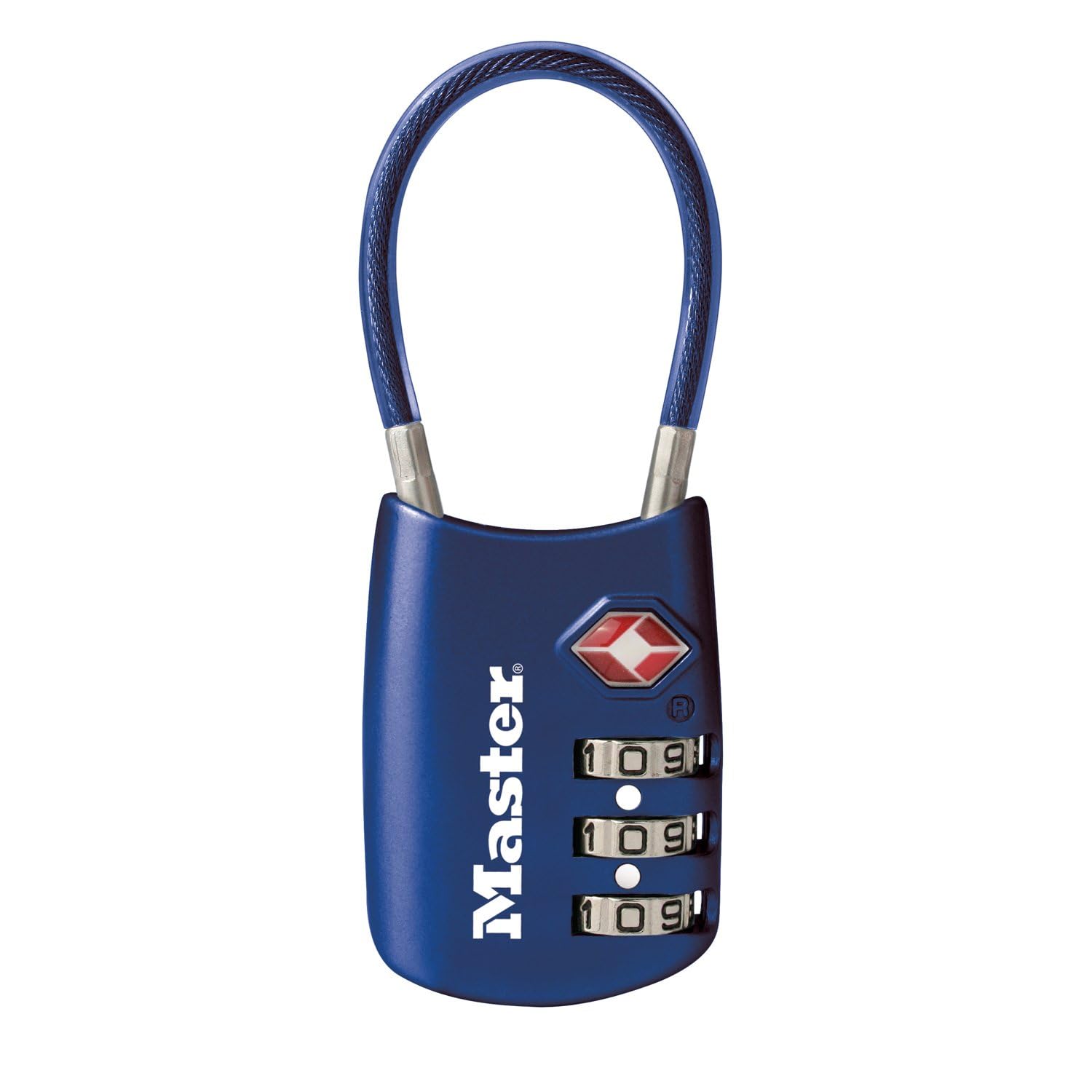 Master Lock 4688D Blue TSA Approved Luggage Lock - Set Your Own Combination, Secure Travel Zipper Padlock for Suitcases, Bags & Backpacks | Ideal for Airports, Hotels & College Dorms