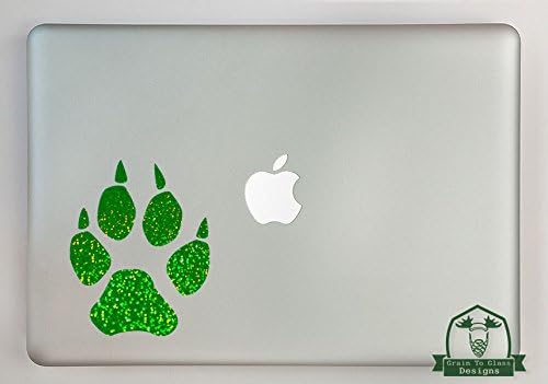 Wolf Paw Print Vinyl Decal Sticker - 6 Inch Green Metal Flake for Car, Truck, Window, Laptop, Phone - Perfect for Outdoor Enthusiasts & Pet Lovers