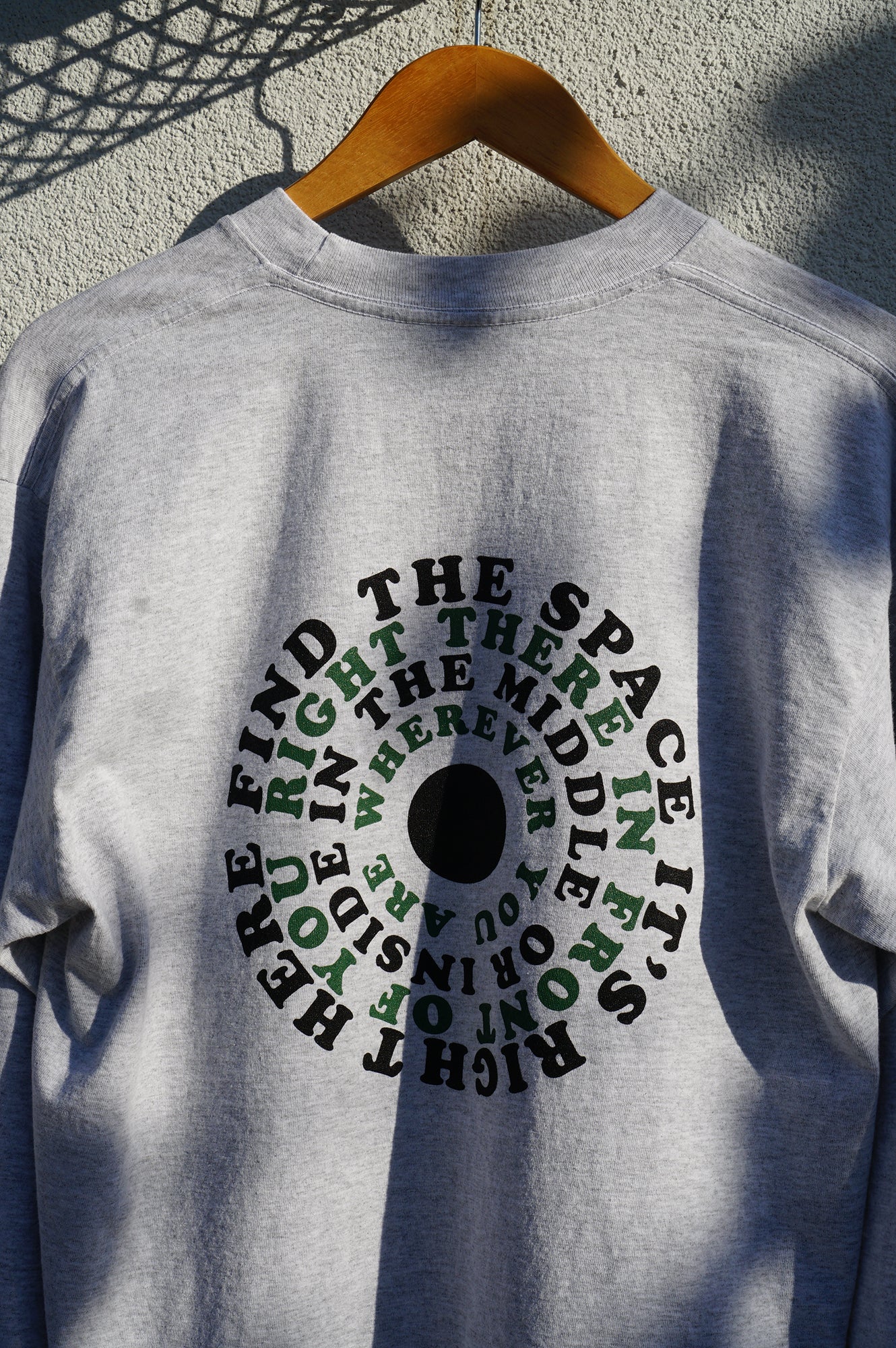 MIDFLD Right Here Long Sleeve Crewneck T-Shirt for Men & Women - Soft Cotton Casual Tee - Ash Grey - Perfect for Everyday Wear, Outings & Layering