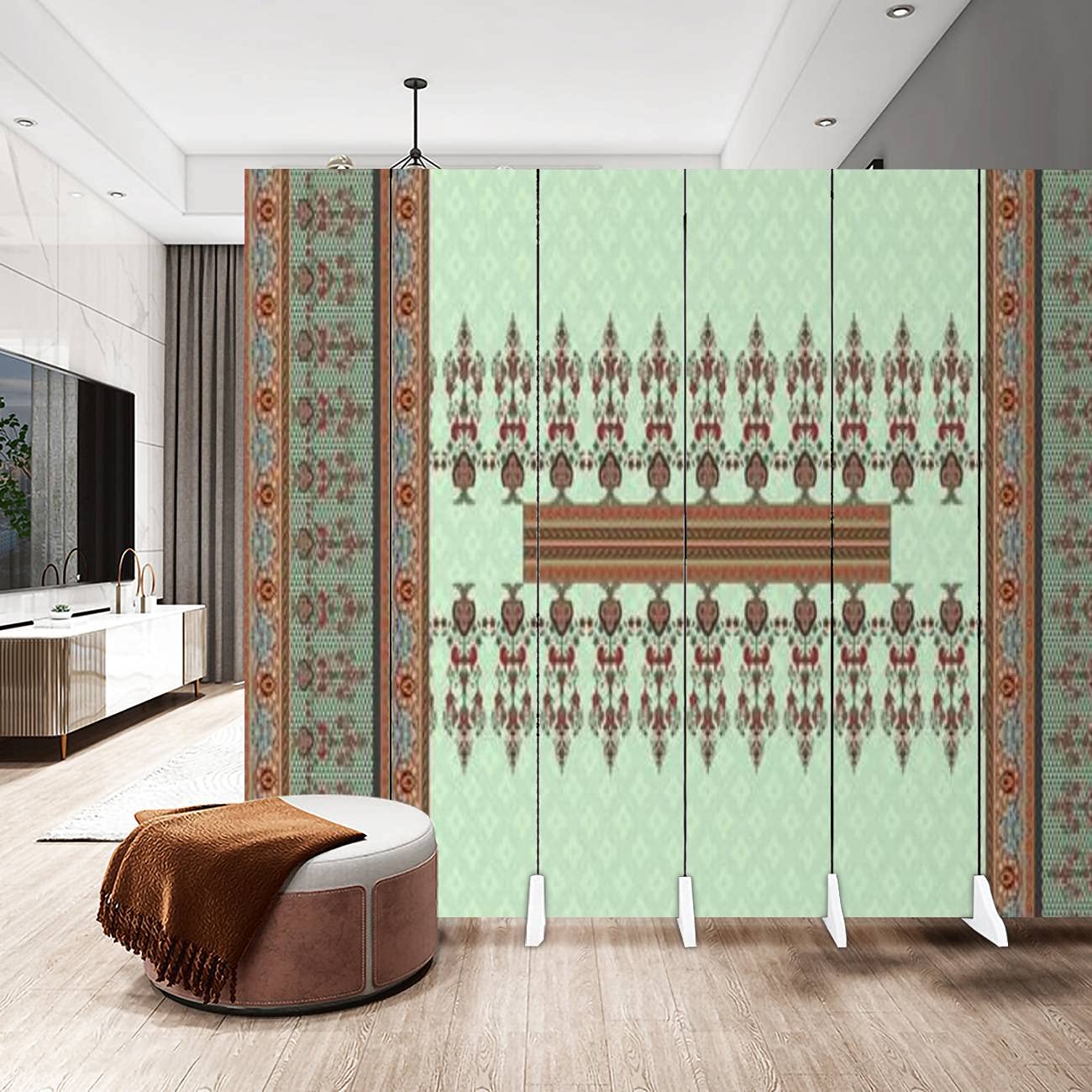 6-Panel Canvas Room Divider Screen with Digital Print Design - Foldable Privacy Partition for Bedroom, Office & Living Space | Decorative Wall Separator for Home Décor & Workspace Organization