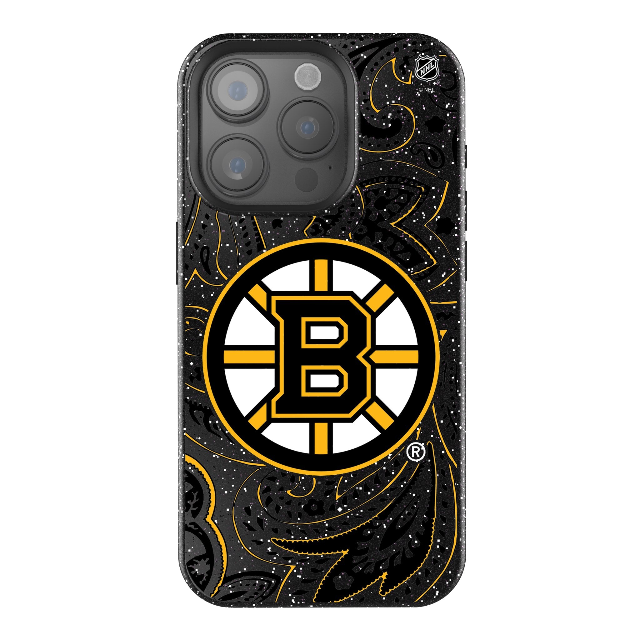 Boston Bruins Paisley Bling Rhinestone Phone Case for iPhone & Samsung - Stylish Protective Cover for Hockey Fans, Game Day & Everyday Use