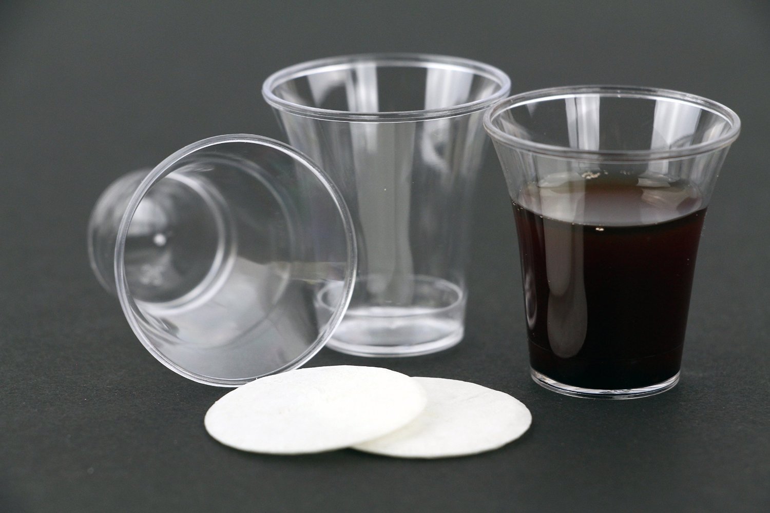 B-Kind 50 Count Clear Disposable Communion Cups Set - Small Plastic Shot Glasses for Church, Wedding, Baptism & Religious Ceremonies