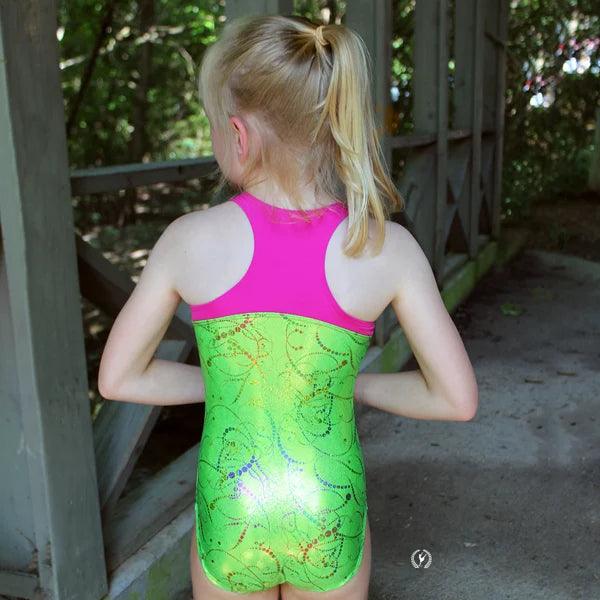 Eurotard Girls & Womens Metallic Splatter Gymnastics Racerback Leotard - Stretchy Dance & Performance Leotard for Ballet, Cheerleading & Gymnastics