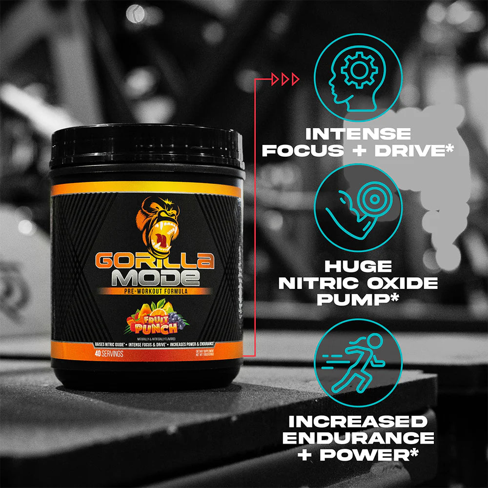 Gorilla Mind Gorilla Mode Pre-Workout Supplement - Boost Energy, Focus & Endurance for Intense Gym & Fitness Training