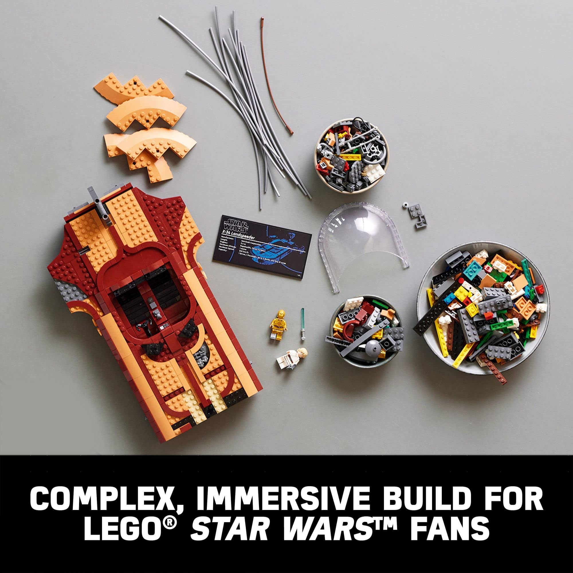 LEGO Star Wars Luke Skywalker's Landspeeder 75341 Ultimate Collector Series - Adult Star Wars Building Kit with Luke Skywalker Lightsaber & C-3PO Minifigure | Perfect Gift for Star Wars Fans | Display Model for Home Office & Star Wars Collection