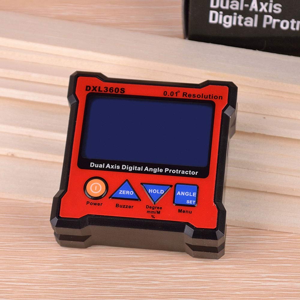 DXL360S Professional Dual-Axis Digital Level Gauge with 5-Side Magnetic Base - High Precision Angle Protractor & Multimeter Tester - Perfect for Construction, Woodworking, and Metalworking Projects