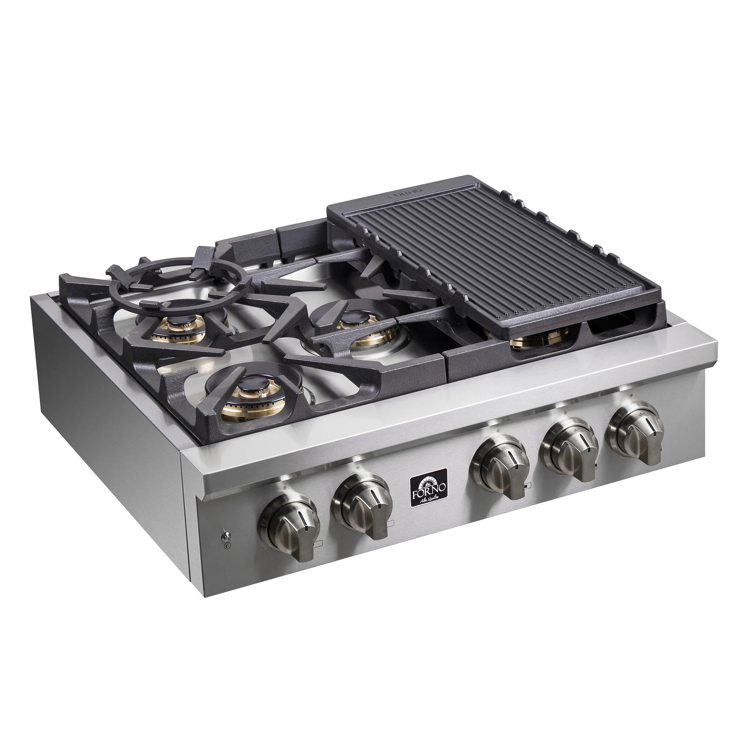 Forno Spezia 30 Inch 5 Burner Stainless Steel Gas Cooktop with Wok Ring & Griddle - Model FCTGS5751 | Perfect for Home Kitchens, Restaurants & Outdoor Cooking