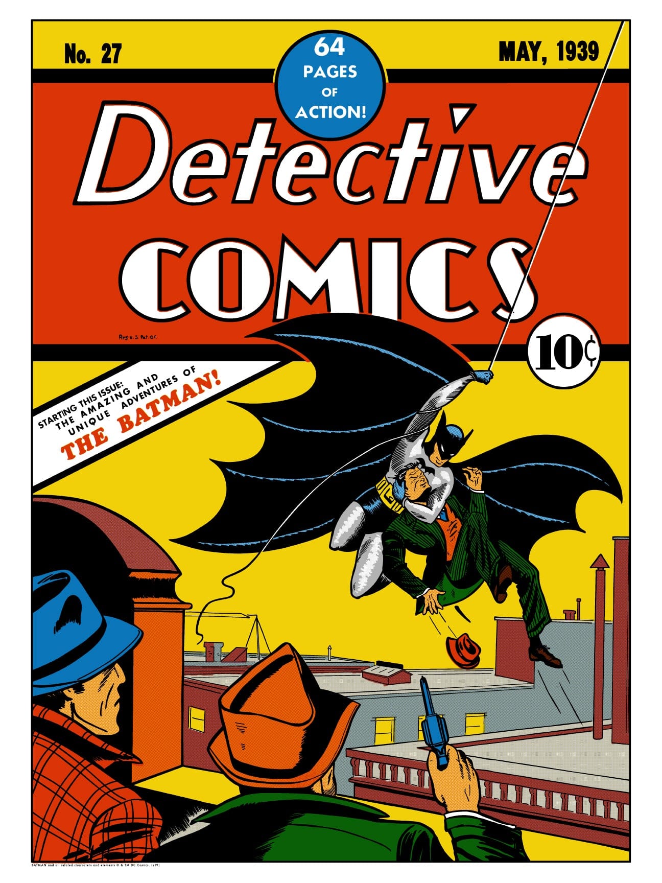 Detective Comics #27 Batman First Appearance Poster - Vintage DC Comics Wall Art for Home, Office & Comic Book Fan Decor