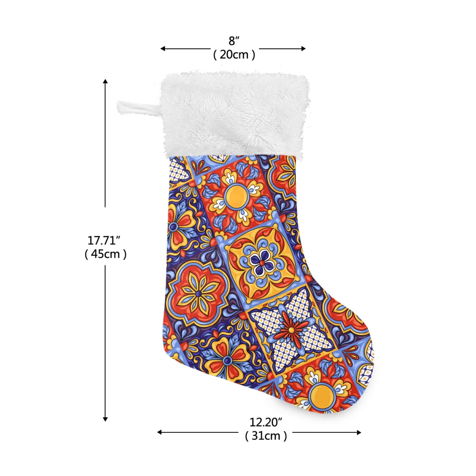 Personalized Mexican Talavera Christmas Stockings - 18 Inch Large Xmas Stockings with Cute Snowflake Design for Holiday Decorations, Family Parties & Christmas Gifts | Perfect for Fireplace Mantel, Tree Decor & Festive Home Decor