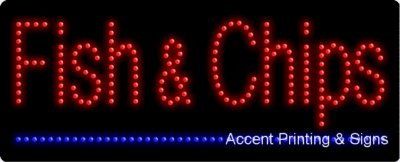 Fish & Chips Flashing LED Sign - Energy Efficient Animated Pub Bar Light for Restaurants, Pubs & Home Decor