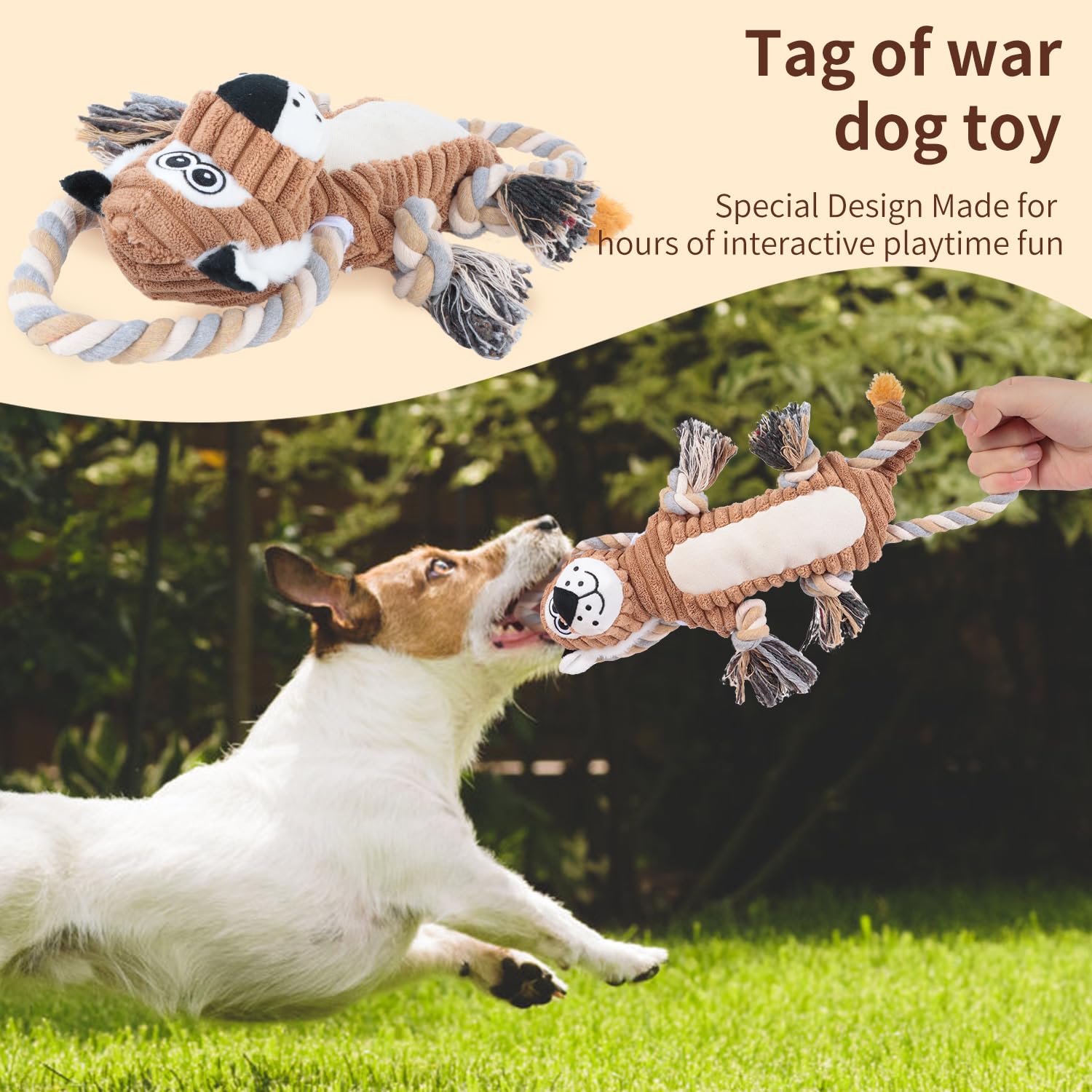 Durable Squeaky Dog Chew Toys with Rope - Interactive Lion Shape Puppy Toy for Small, Medium & Large Dogs | Perfect for Playtime, Training & Teeth Cleaning