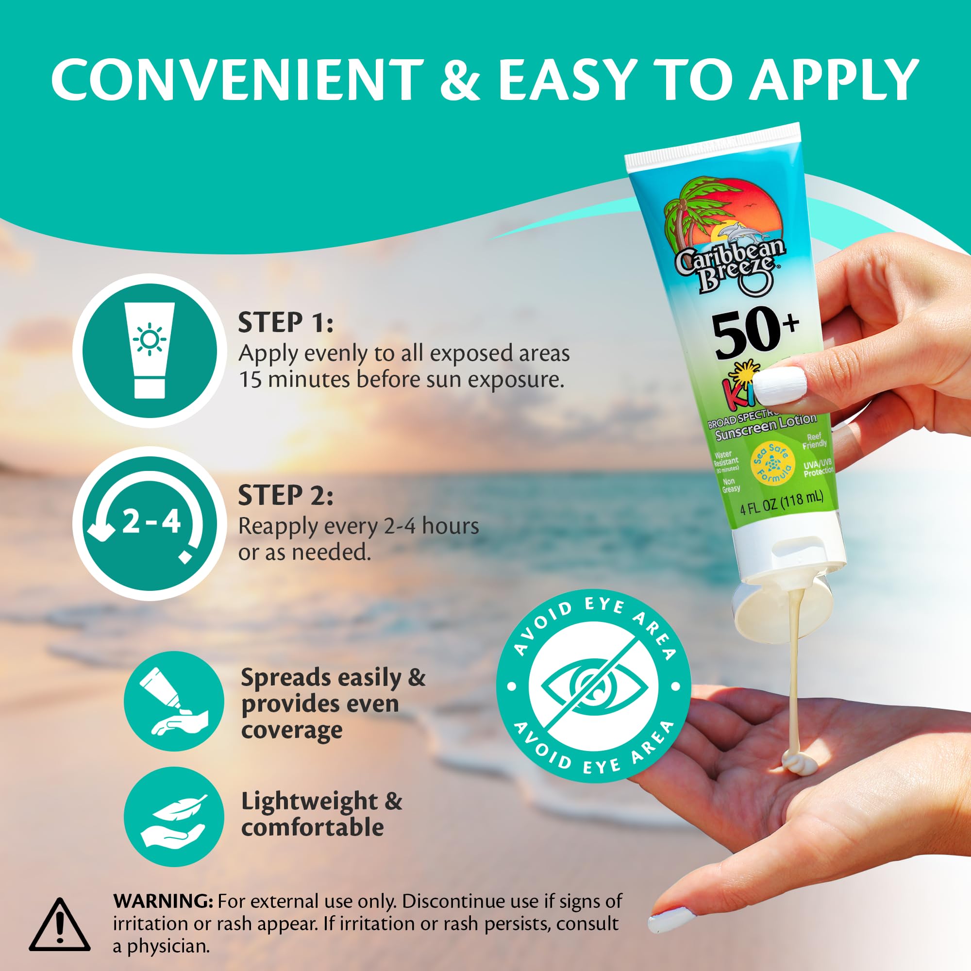 Reef Safe Kids Sunscreen SPF 50 - Mango Lime Scented Face & Body Sunscreen for Children | Water Resistant 80 Minutes | 4oz (120ml) | Perfect for Beach, Pool & Outdoor Activities